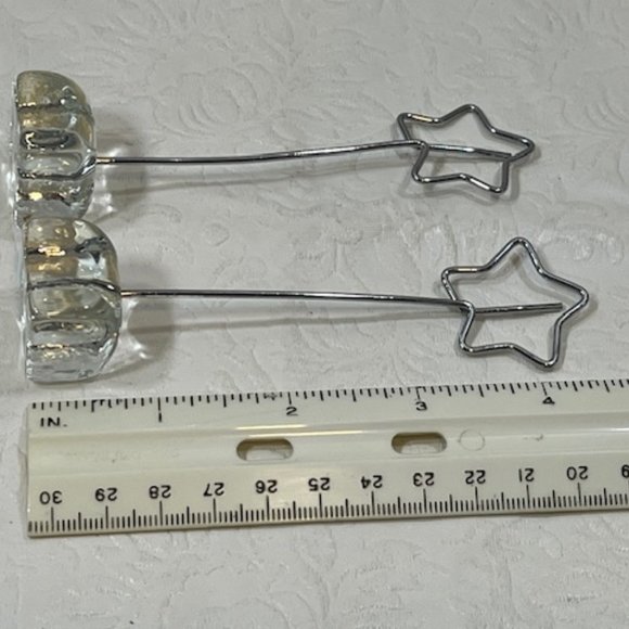 Two(2) Wired Star Photo Holder Desk Display Postcard Glass Stand 4.25" Tall - Picture 6 of 6